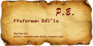 Pfeferman Béla névjegykártya
